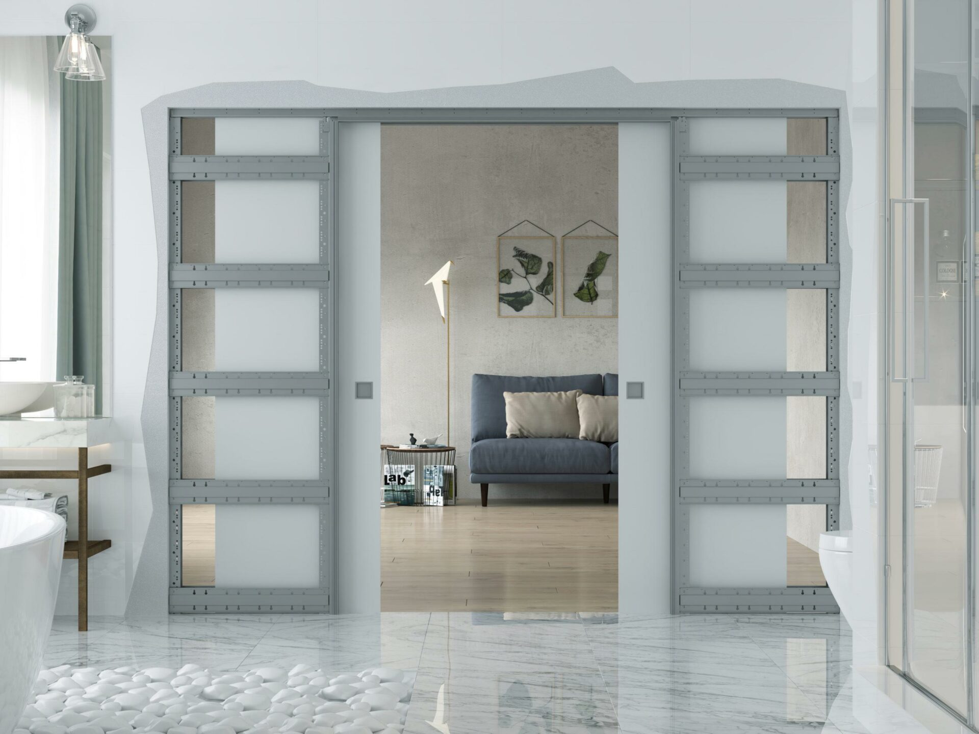 BELPORT 2-flügelig Holz Badezimmer offene Wand